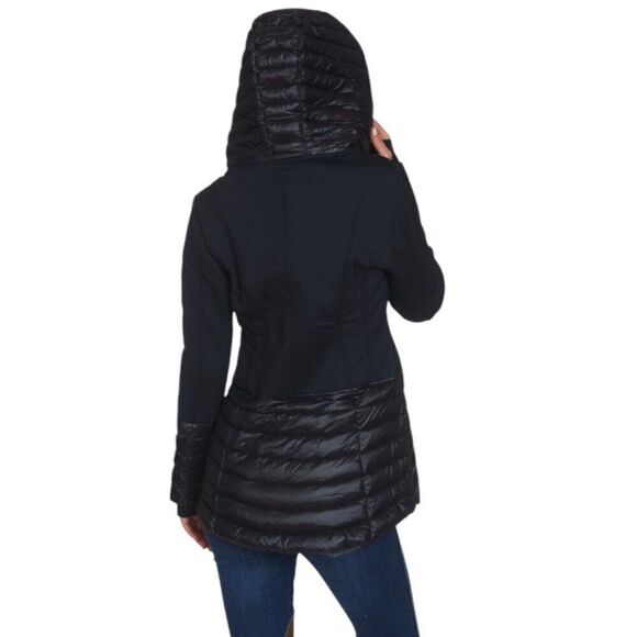 Goode Rider Ladies Medium Around Town Goose Down Coat Softshell Puffer Hooded - Picture 4 of 14